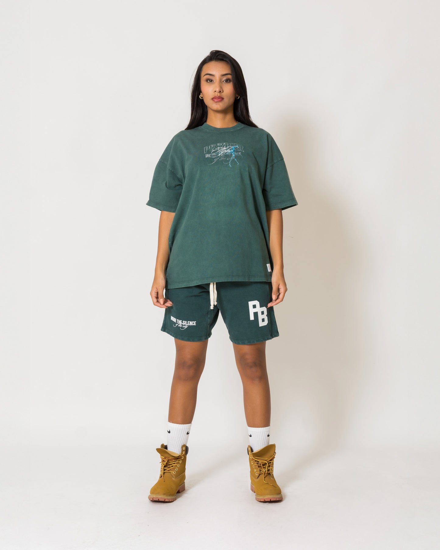 Camiseta Fear - Pine green acid wash