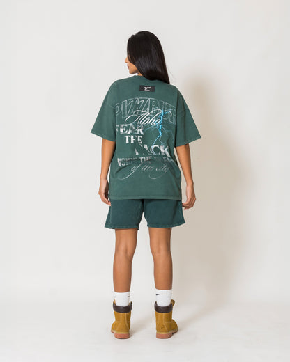 Camiseta Fear - Pine green acid wash