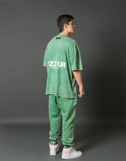 T-SHIRT PEACE - VERDE ACID WASH