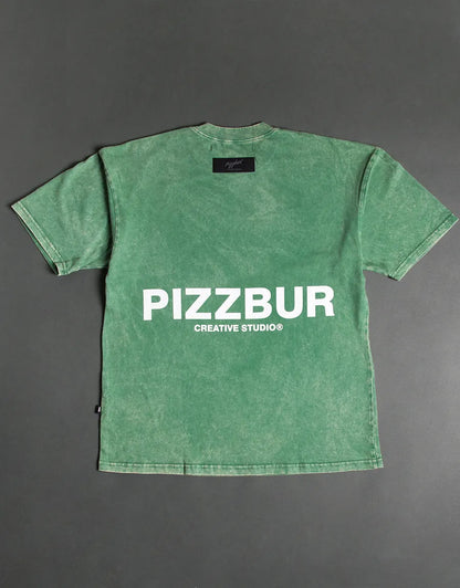 T-SHIRT PEACE - VERDE ACID WASH
