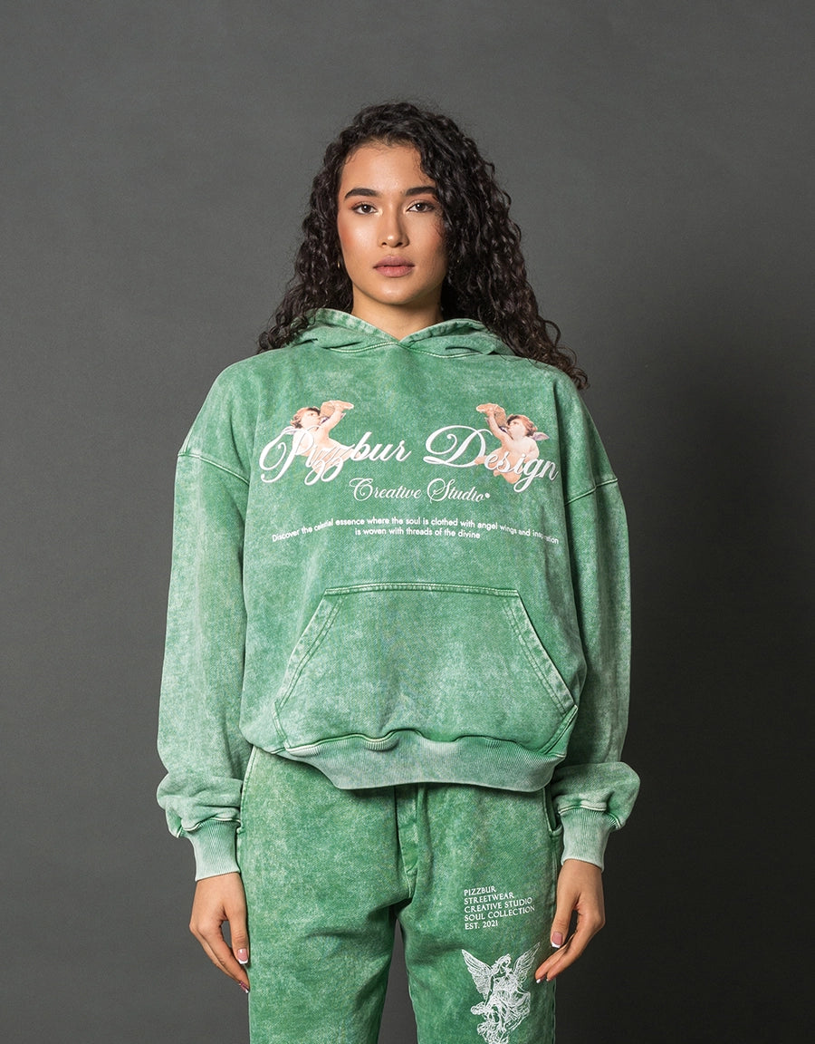 HOODIE GENESIS - VERDE ACID WASH