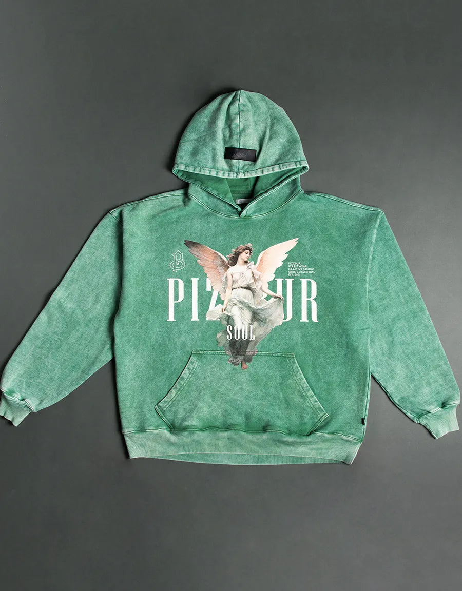 HOODIE PEACE - VERDE ACID WASH