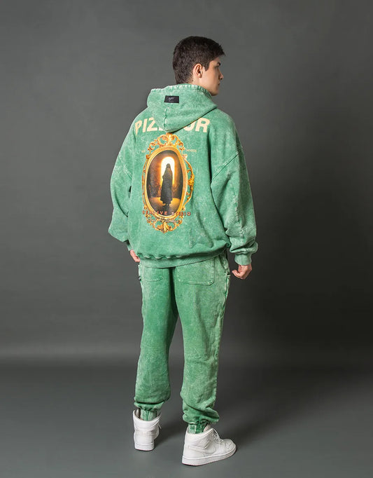 HOODIE SOUL - VERDE ACID WASH